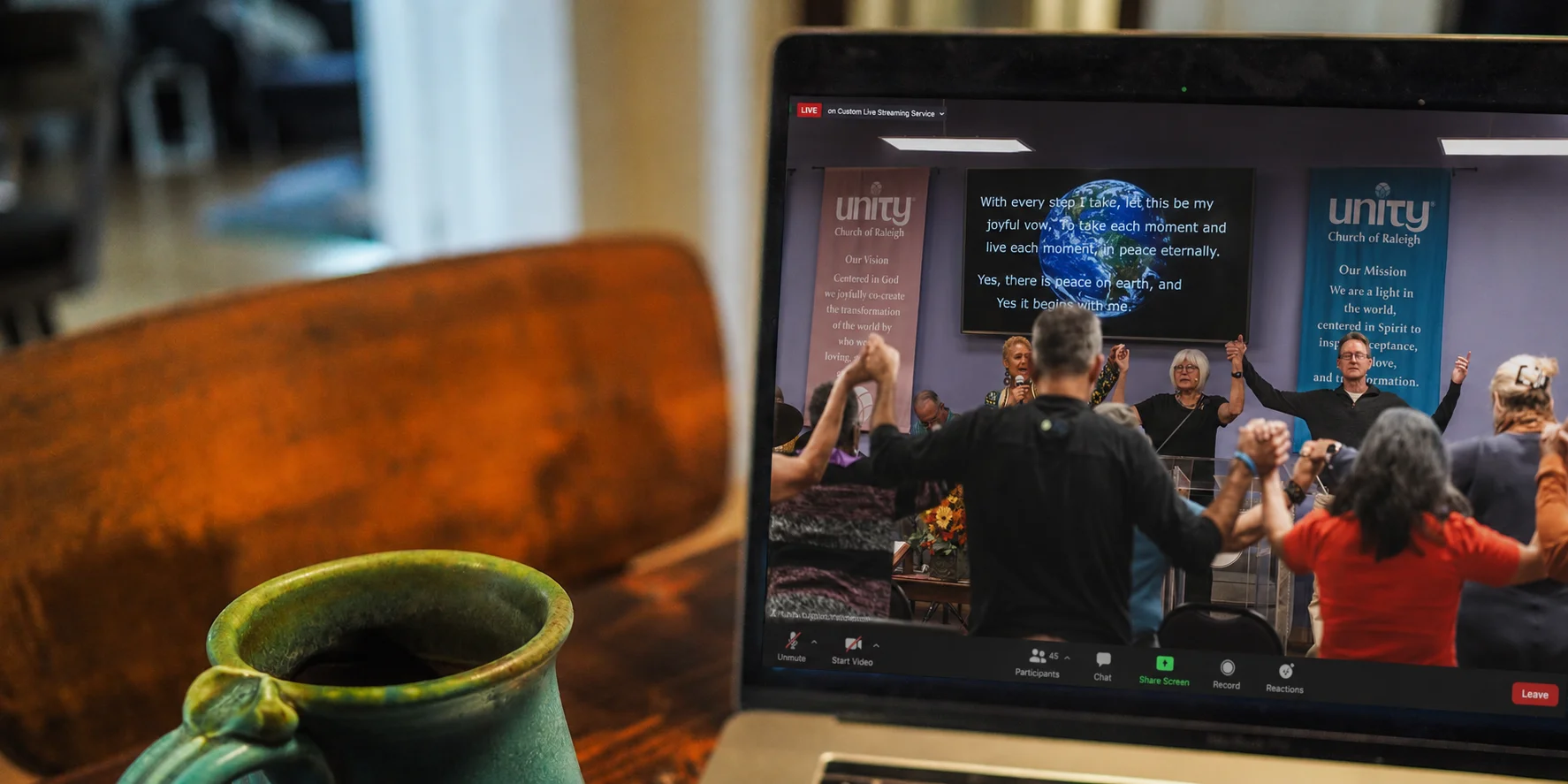 Unity of Raleigh sanctuary as seen during an online Zoom service